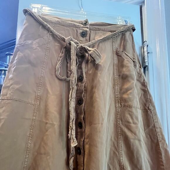 Long Maeve Womens the Copper Cotton Button Safari Midi Skirt - Med - Picture 1 of 16